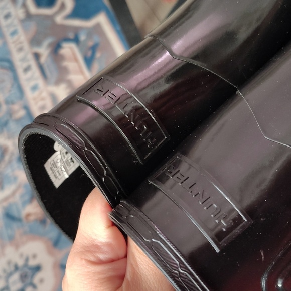 NEW HUNTER ORIGINAL REFINED SLIM FIT SHORT GLOSS DUO RAIN BOOTS SIZE 9 $189. - Picture 9 of 14